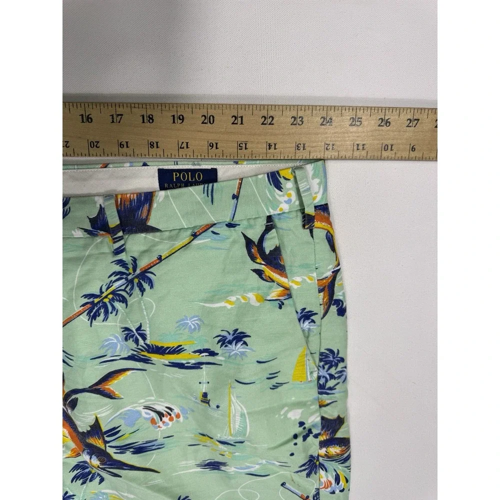 Polo Ralph Lauren Shorts Men 48 Linen Chino Classic Fit Marlin Fishing Island